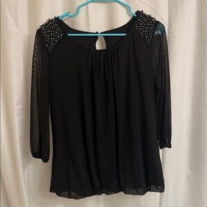 Excellent Maurices Black Top with Sheer & Metal Details - Large